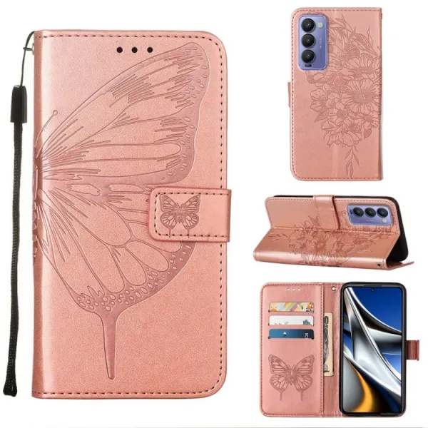 ART BUTTERFLY Peňaženkový obal pre Tecno Camon 18 ružový