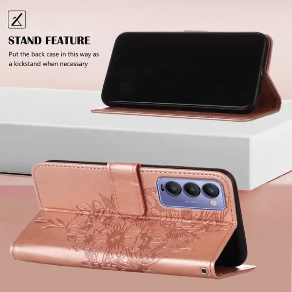 ART BUTTERFLY Peňaženkový obal pre Tecno Camon 18 ružový