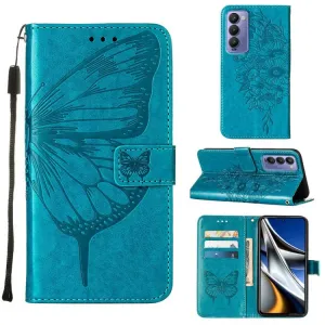 ART BUTTERFLY Peňaženkový obal pre Tecno Camon 18 modrý