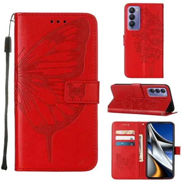 ART BUTTERFLY Peňaženkový obal pre Tecno Camon 18 červený