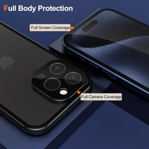 Magnetický kryt 360 pre Apple iPhone 15 Plus modrý