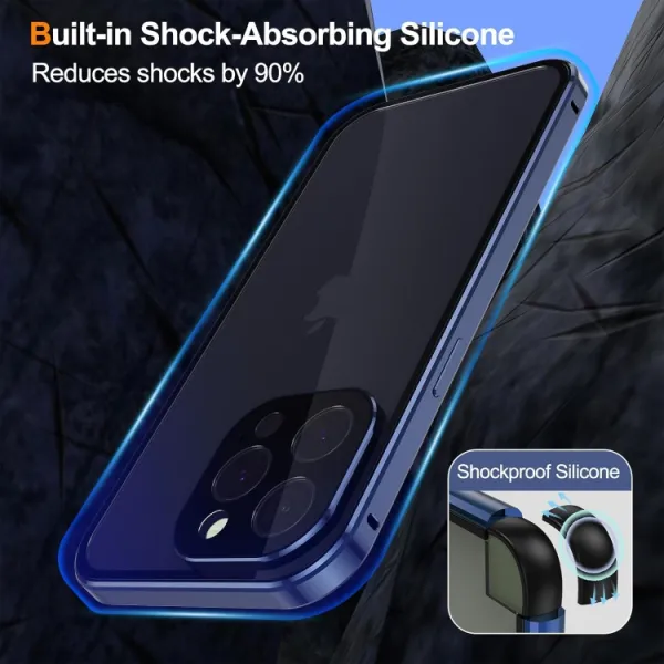 Magnetický kryt 360 pre Apple iPhone 15 Plus modrý