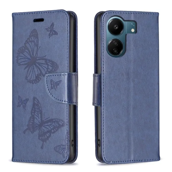 ART BUTTERFLY Peňaženkový obal pre Xiaomi Redmi 13C / Poco C65 modrý