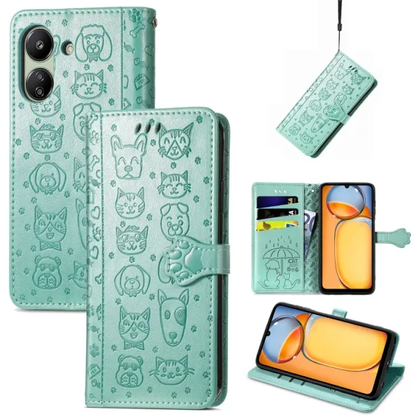 ART ANIMALS Peňaženkový obal pre Xiaomi Redmi 13C / Poco C65 zelený