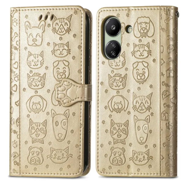 ART ANIMALS Peňaženkový obal pre Xiaomi Redmi 13C / Poco C65 zlatý