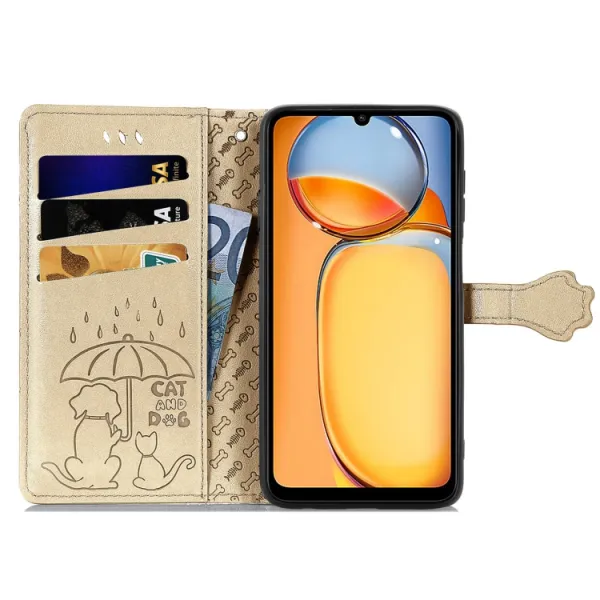 ART ANIMALS Peňaženkový obal pre Xiaomi Redmi 13C / Poco C65 zlatý