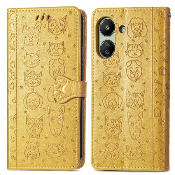ART ANIMALS Peňaženkový obal pre Xiaomi Redmi 13C / Poco C65 žltý