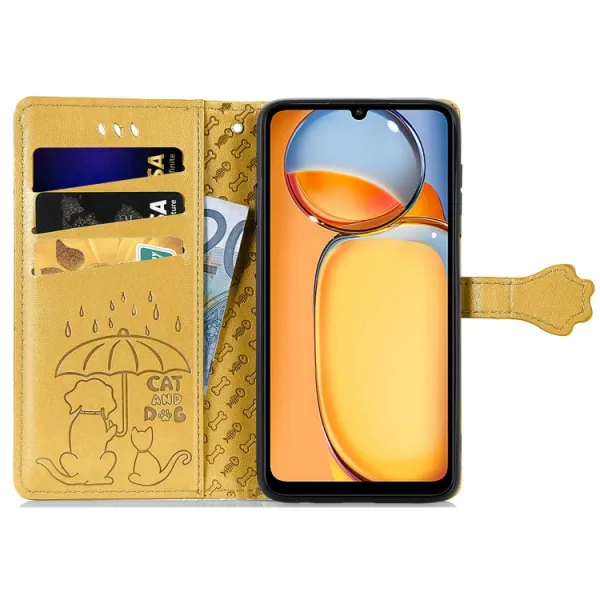 ART ANIMALS Peňaženkový obal pre Xiaomi Redmi 13C / Poco C65 žltý