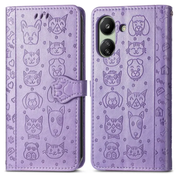 ART ANIMALS Peňaženkový obal pre Xiaomi Redmi 13C / Poco C65 fialový