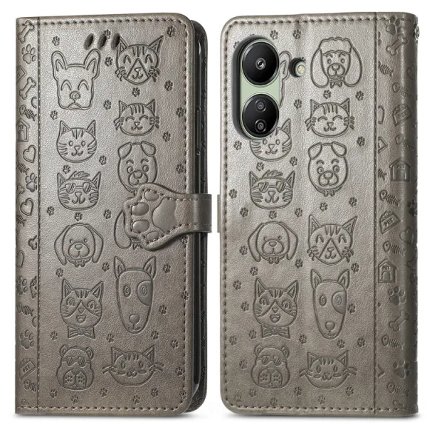 ART ANIMALS Peňaženkový obal pre Xiaomi Redmi 13C / Poco C65 šedý