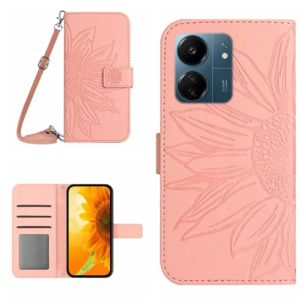 ART SUNFLOWER Peňaženkový obal pre Xiaomi Redmi 13C / Poco C65 ružový