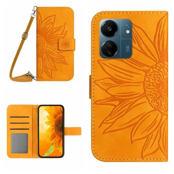 ART SUNFLOWER Peňaženkový obal pre Xiaomi Redmi 13C / Poco C65 žltý