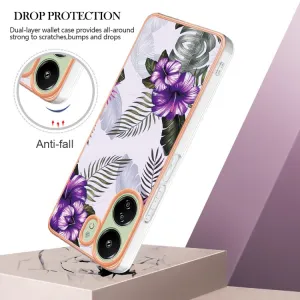 IMD MARBLE Ochranný kryt Xiaomi Redmi 13C / Poco C65 PURPLE FLOWER
