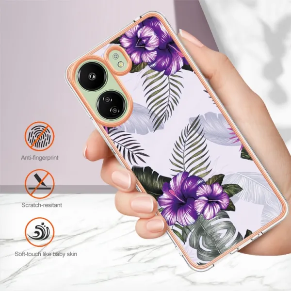 IMD MARBLE Ochranný kryt Xiaomi Redmi 13C / Poco C65 PURPLE FLOWER