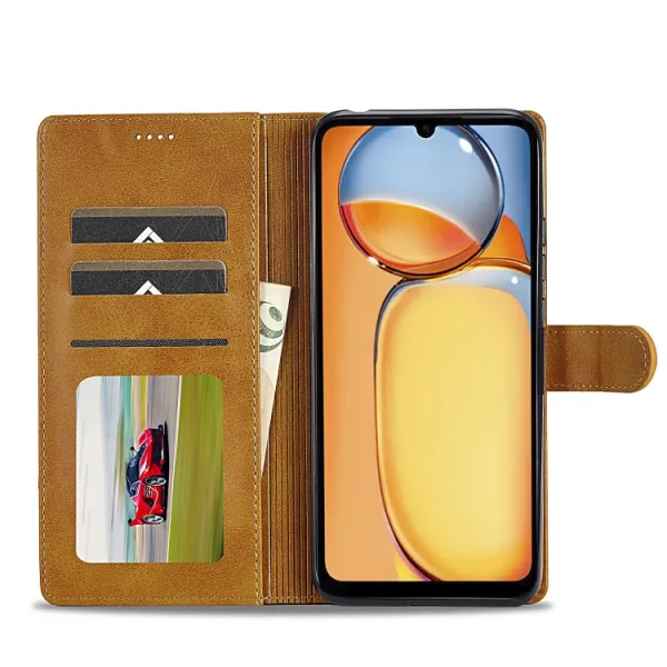IMEEKE Peňaženkový obal pre Xiaomi Redmi 13C / Poco C65 svetlohnedý