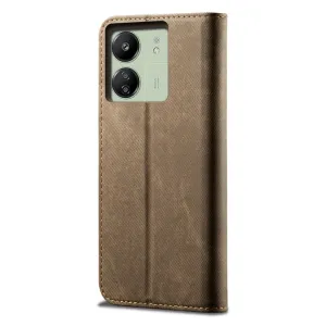 DENIM Peňaženkový kryt pre Xiaomi Redmi 13C / Poco C65 šedohnedý