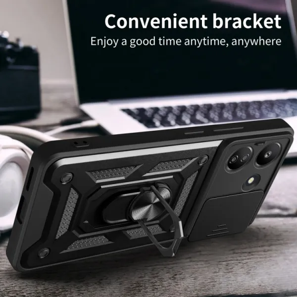 RING CAMERA Kryt s držiakom pre Xiaomi Redmi 13C / Poco C65 čierny