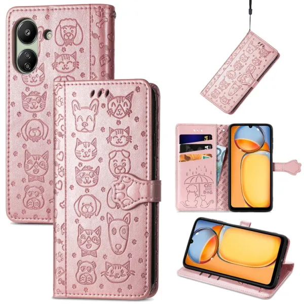 ART ANIMALS Peňaženkový obal pre Xiaomi Redmi 13C / Poco C65 ružový