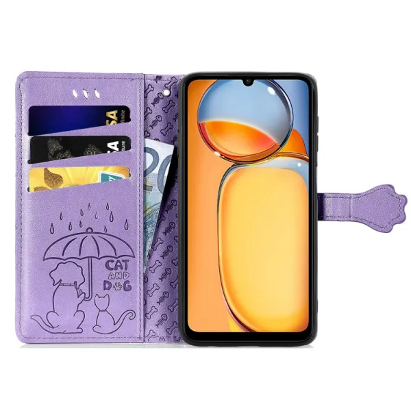 ART ANIMALS Peňaženkový obal pre Xiaomi Redmi 13C / Poco C65 fialový