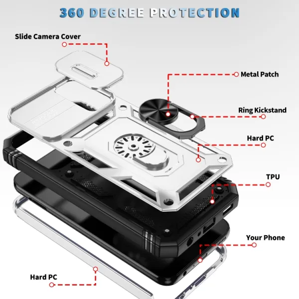 RING CAMERA Kryt s držiakom pre Samsung Galaxy A25 5G biely