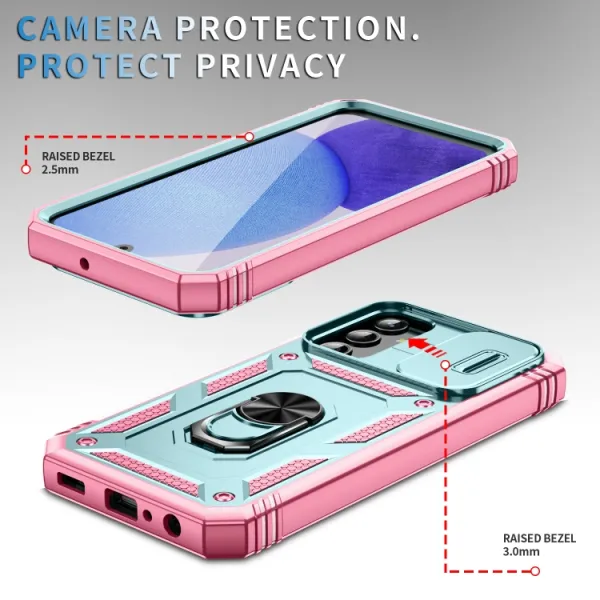 RING CAMERA Kryt s držiakom pre Samsung Galaxy A25 5G zelený - ružový