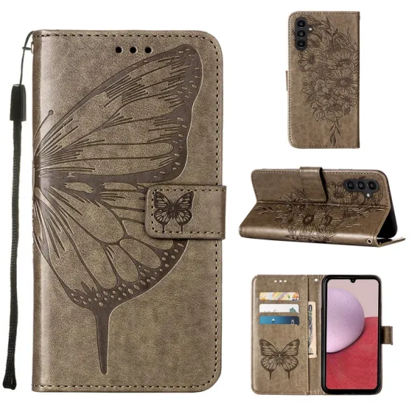 ART BUTTERFLY Peňaženkový obal pre Samsung Galaxy A25 5G šedý