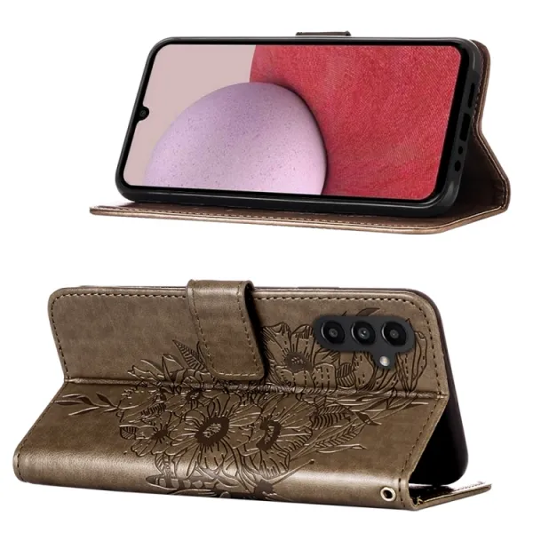 ART BUTTERFLY Peňaženkový obal pre Samsung Galaxy A25 5G šedý