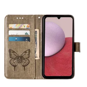 ART BUTTERFLY Peňaženkový obal pre Samsung Galaxy A25 5G šedý