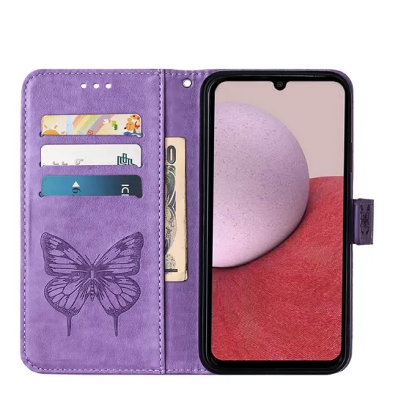 ART BUTTERFLY Peňaženkový obal pre Samsung Galaxy A25 5G fialový