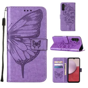 ART BUTTERFLY Peňaženkový obal pre Samsung Galaxy A25 5G fialový