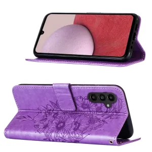 ART BUTTERFLY Peňaženkový obal pre Samsung Galaxy A25 5G fialový