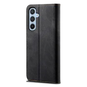 DENIM Peňaženkový kryt pre Samsung Galaxy A35 5G čierny