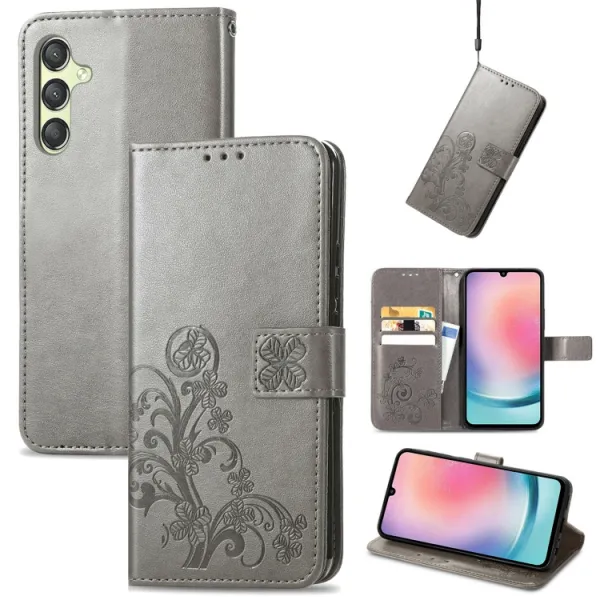 ART FLOWERS Peňaženkový obal pre Samsung Galaxy A25 5G šedý