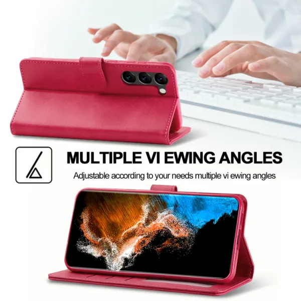 IMEEKE Peňaženkový obal pre Samsung Galaxy S24 Plus 5G ružový
