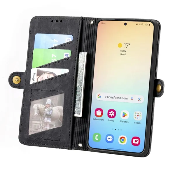 GEOM Peňaženkové puzdro pre Samsung Galaxy S24 Plus 5G čierne