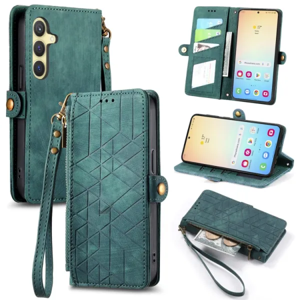 GEOM Peňaženkové puzdro pre  Samsung Galaxy S24 5G zelený