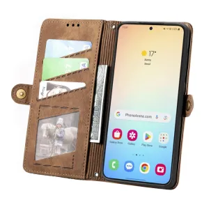 GEOM Peňaženkové puzdro pre Samsung Galaxy S24 Plus 5G hnedé
