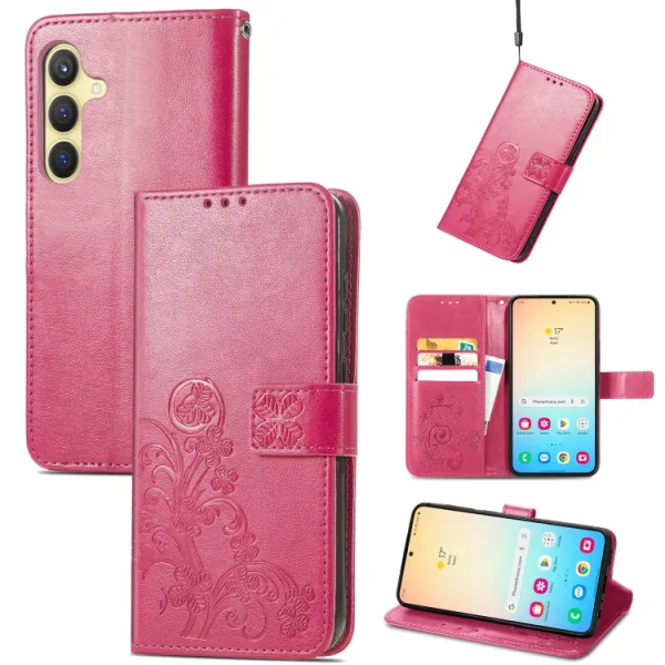 ART FLOWERS Peňaženkový obal pre Samsung Galaxy S24 Plus 5G tmavoružový