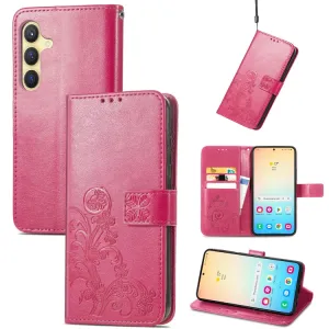 ART FLOWERS Peňaženkový obal pre Samsung Galaxy S24 Plus 5G tmavoružový