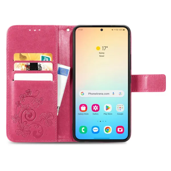 ART FLOWERS Peňaženkový obal pre Samsung Galaxy S24 Plus 5G tmavoružový