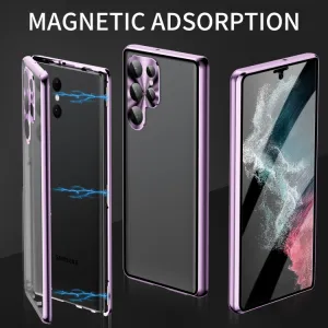 Magnetický kryt 360 pre Samsung Galaxy S24 5G strieborný
