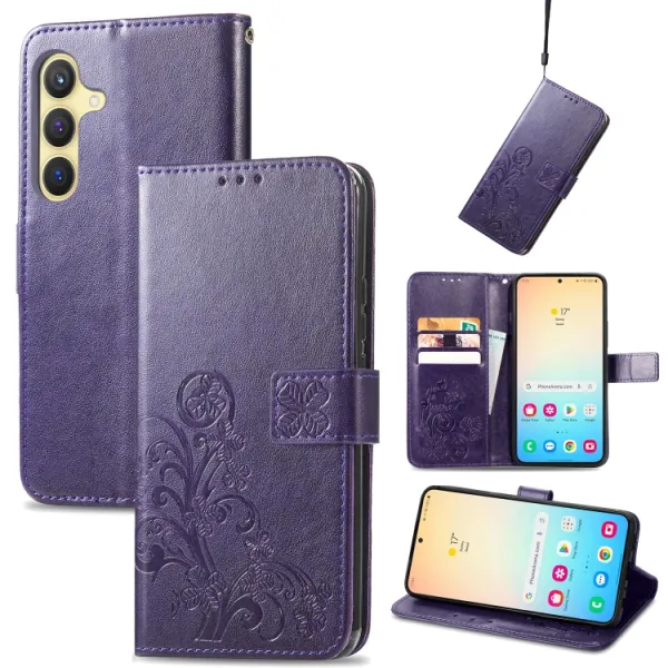 ART FLOWERS Peňaženkový obal pre Samsung Galaxy S24 Plus 5G fialový