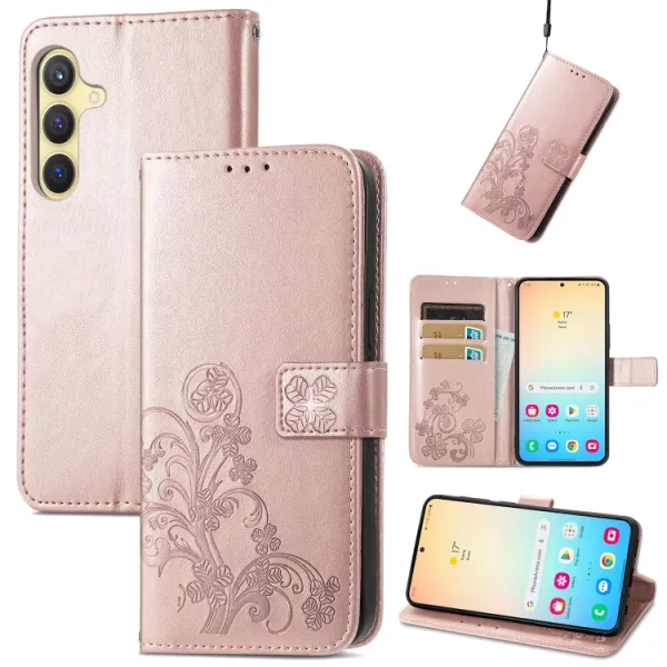 ART FLOWERS Peňaženkový obal pre Samsung Galaxy S24 Plus 5G svetloružový