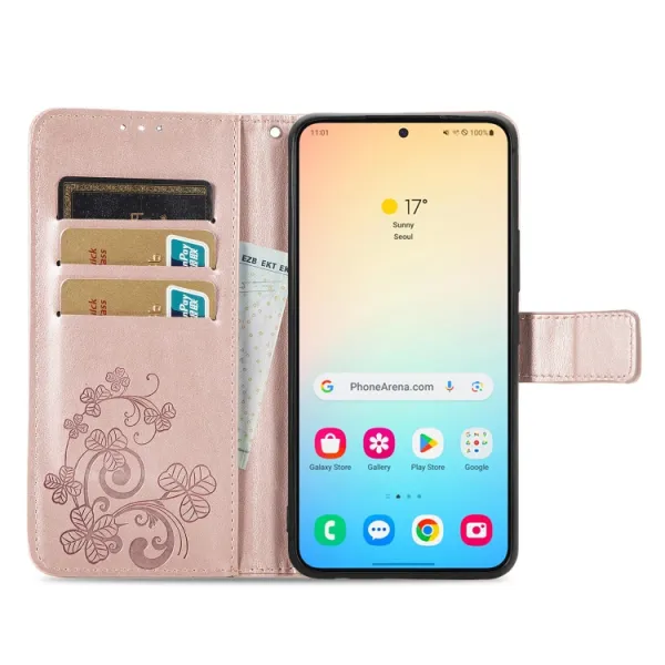 ART FLOWERS Peňaženkový obal pre Samsung Galaxy S24 Plus 5G svetloružový