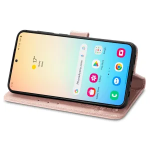 ART FLOWERS Peňaženkový obal pre Samsung Galaxy S24 Plus 5G svetloružový