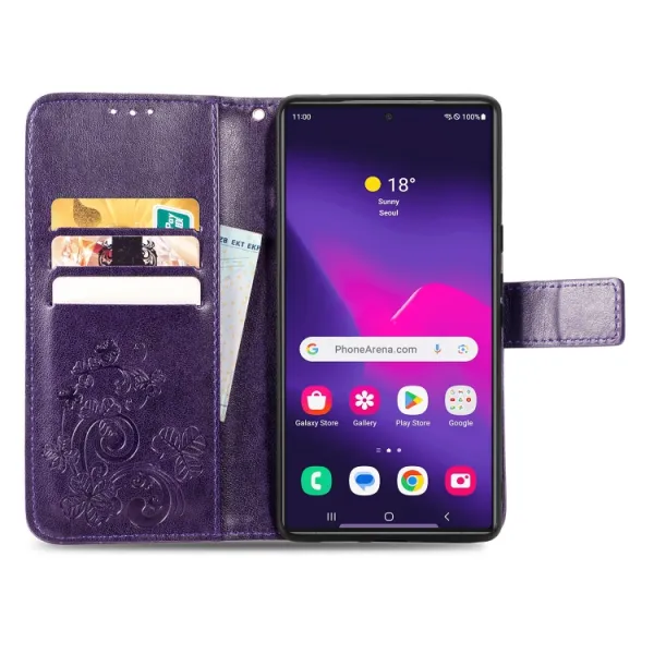 ART FLOWERS Peňaženkový obal pre Samsung Galaxy S24 Ultra 5G fialový