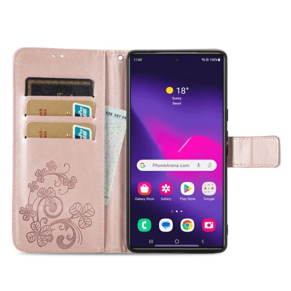 ART FLOWERS Peňaženkový obal pre Samsung Galaxy S24 Ultra 5G svetloružový