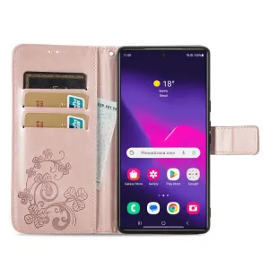 ART FLOWERS Peňaženkový obal pre Samsung Galaxy S24 Ultra 5G svetloružový