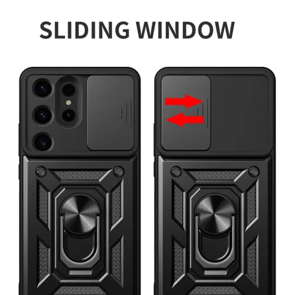 RING CAMERA Kryt s držiakom pre Samsung Galaxy S24 Ultra 5G ružový