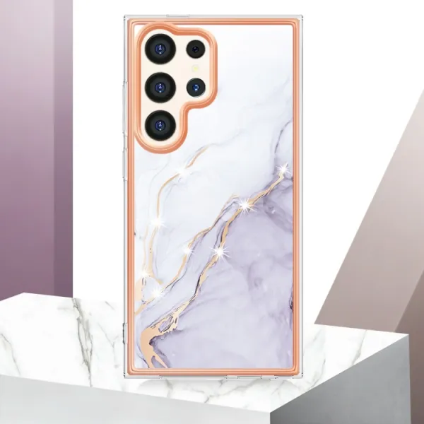 IMD MARBLE Ochranný kryt pre Samsung Galaxy S24 Ultra 5G WHITE